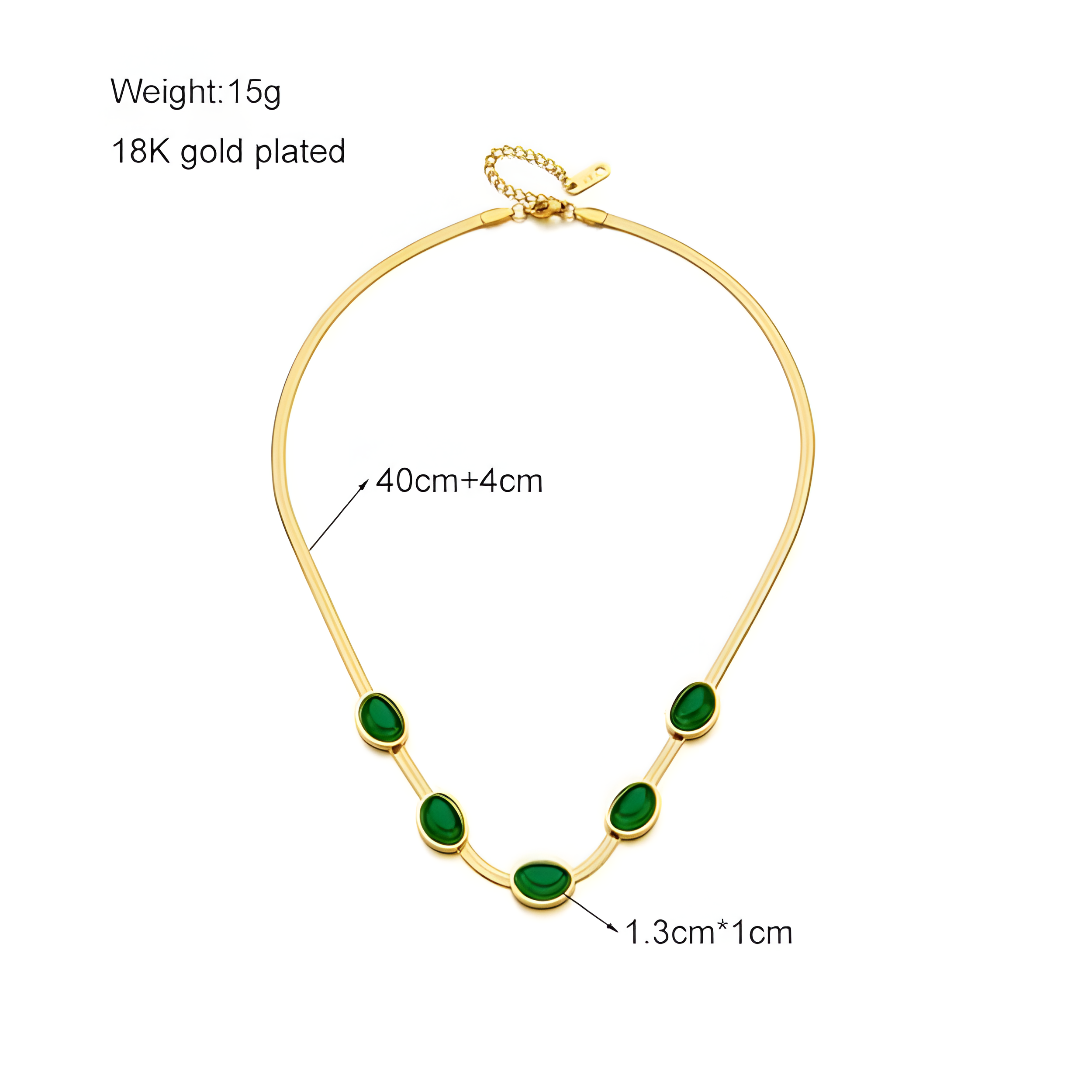 Oval Green Crystal Pendant Necklace Complete Set