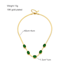 Oval Green Crystal Pendant Necklace Complete Set