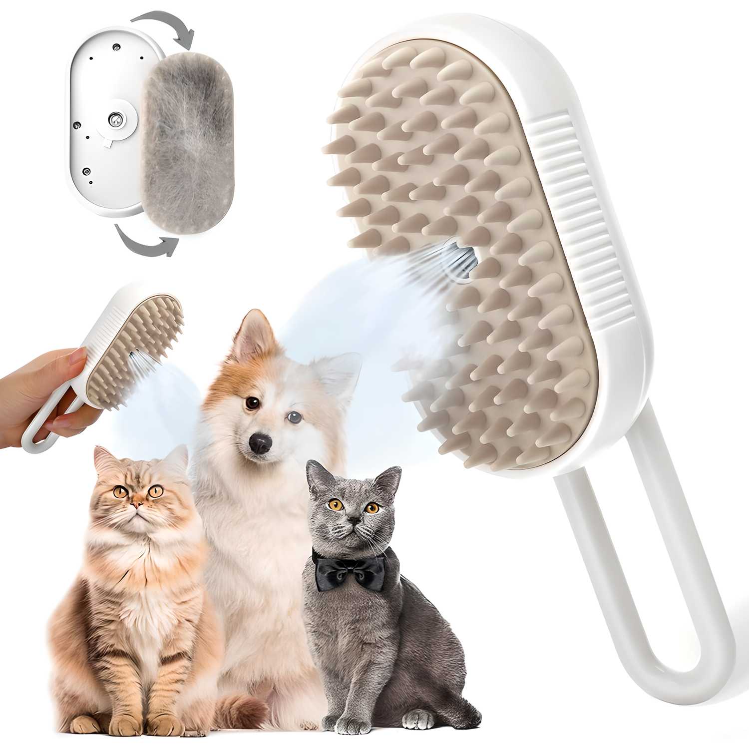3 in 1 Steam Grooming Brush for Dogs & Cats