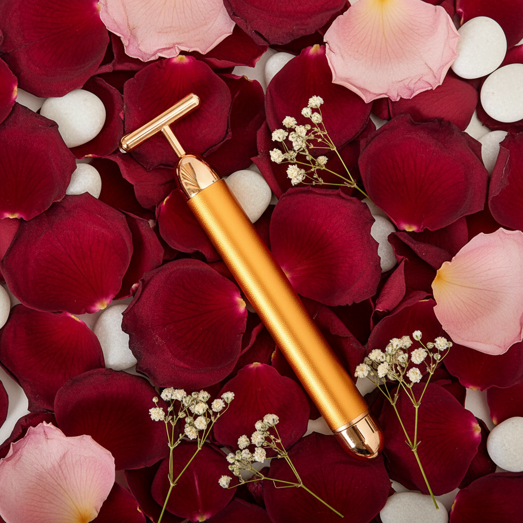 24K Gold Energy Beauty Bar Electric Facial Massage Roller