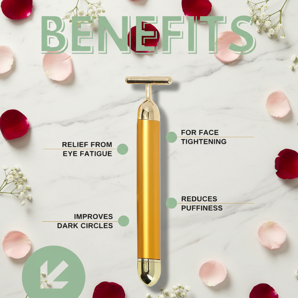 24K Gold Energy Beauty Bar Electric Facial Massage Roller