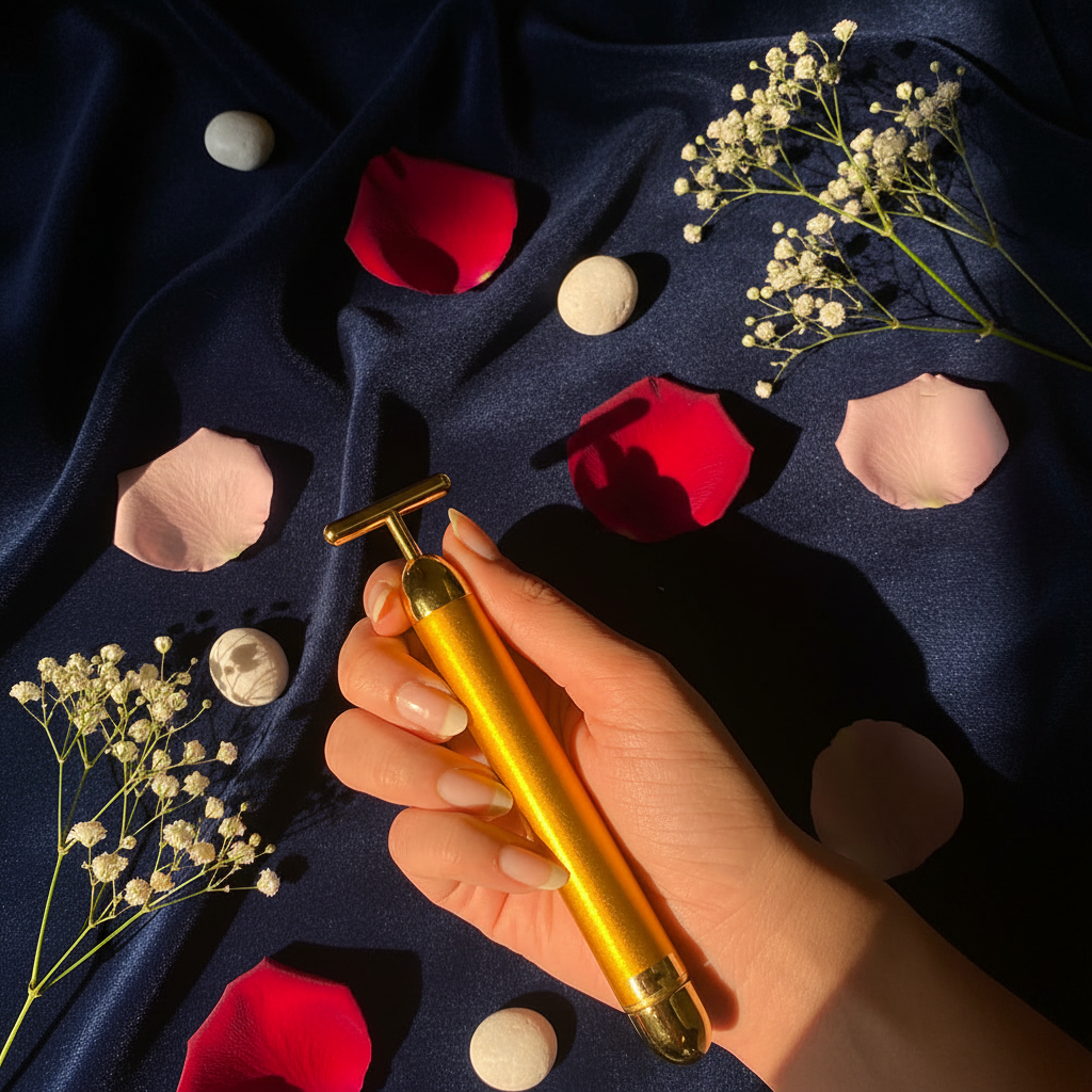 24K Gold Energy Beauty Bar Electric Facial Massage Roller