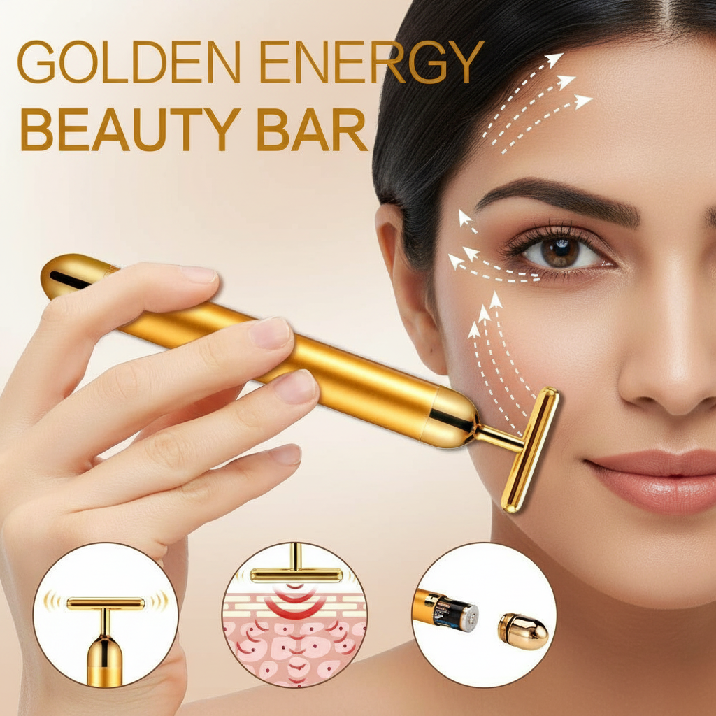 24K Gold Energy Beauty Bar Electric Facial Massage Roller
